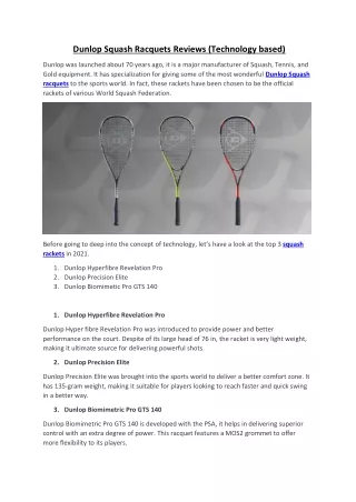 dunlop squash racquets reviews technology based