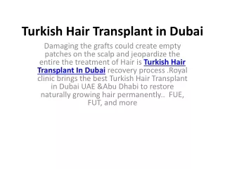 Turkish Hair Transplant In Dubai