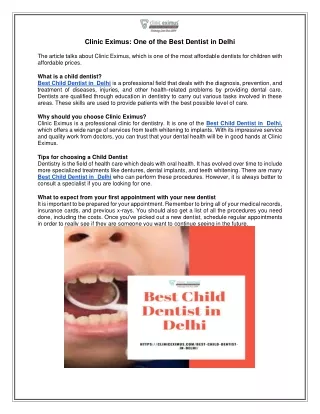 Looking for Best Child Dentist in  Delhi