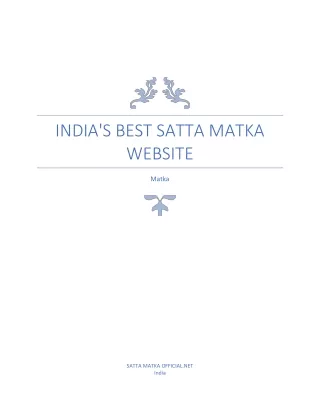 India's Best Satta Matka Website