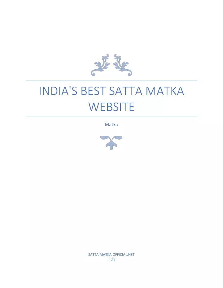 india s best satta matka website