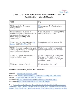 ITSM – ITIL : How Similar and How Different? | World Of Agile