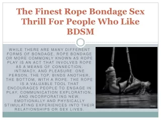 The Finest Rope Bondage Sex Thrill For People