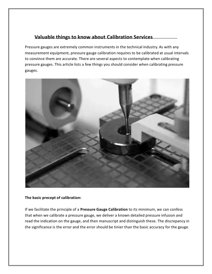 valuable things to know about calibration services