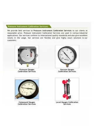 Instruments Calibration Services
