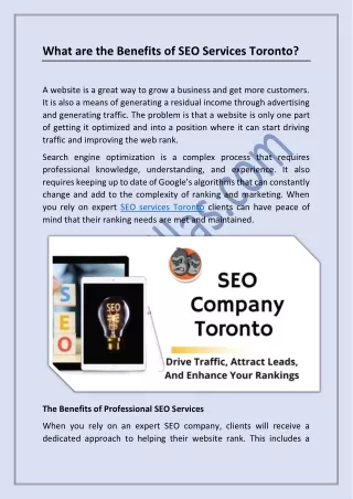 What are the Benefits of SEO Services Toronto?