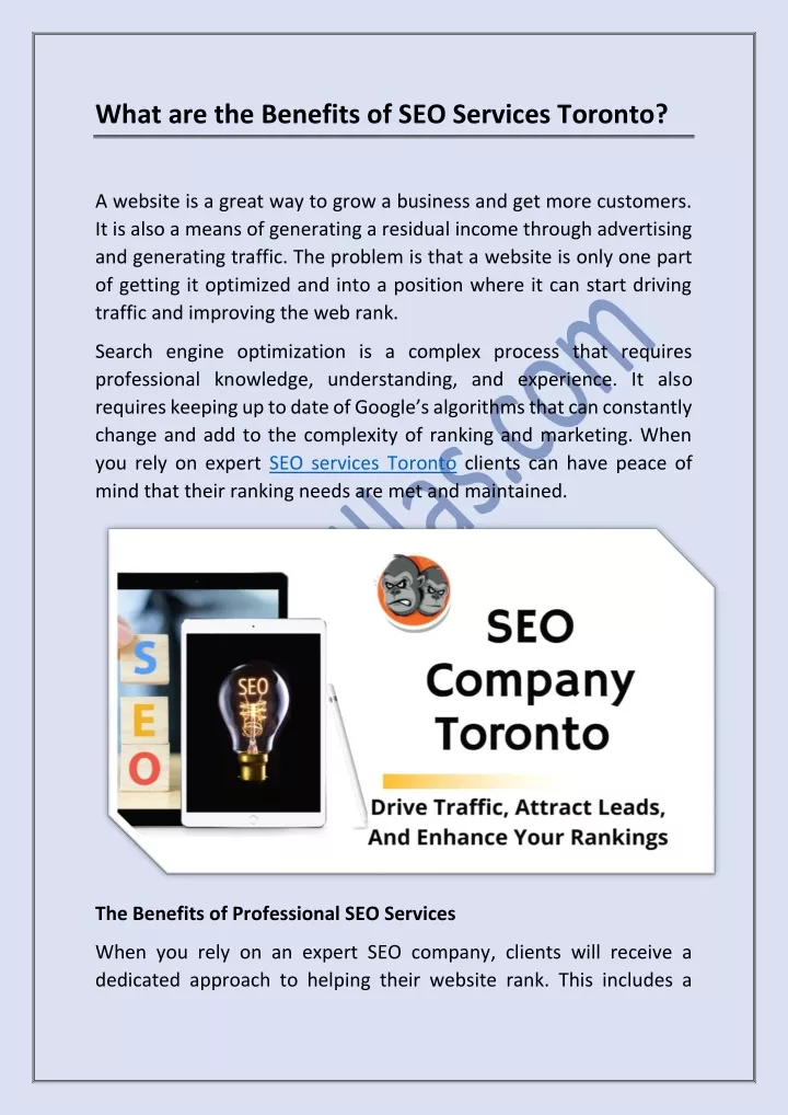 what are the benefits of seo services toronto