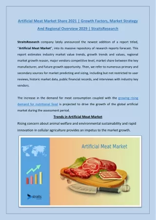 artificial meat market share 2021 growth factors