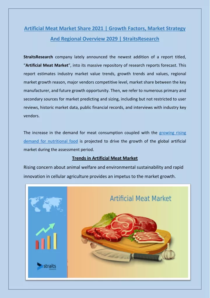 artificial meat market share 2021 growth factors