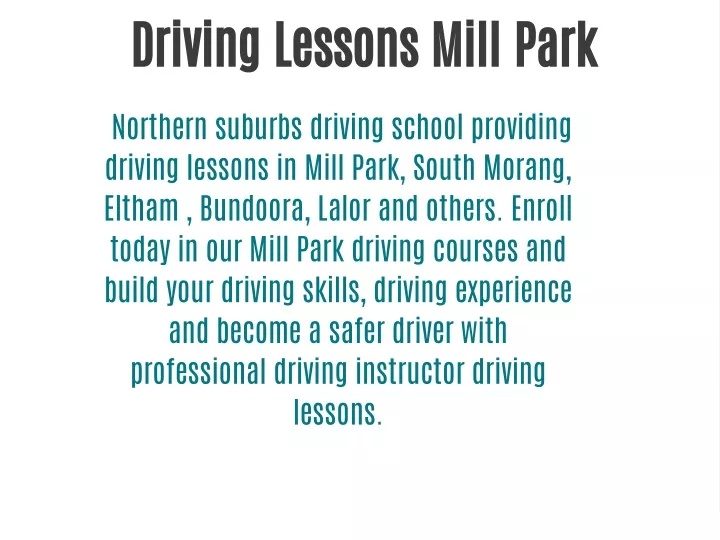 driving lessons mill park