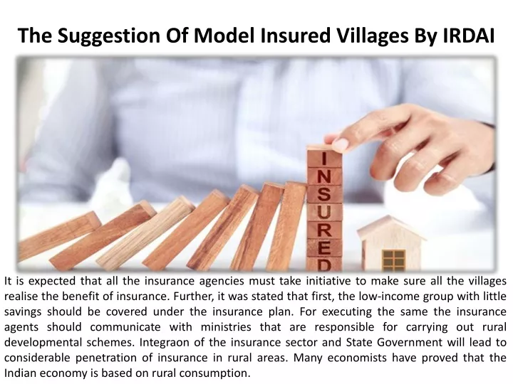 the suggestion of model insured villages by irdai