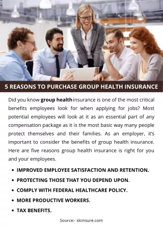 5 REASONS TO PURCHASE GROUP HEALTH INSURANCE