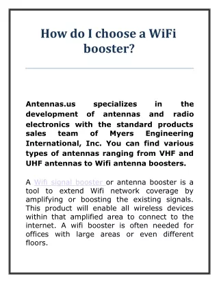 how do i choose a wifi booster