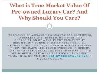 What is True Market Value Of Pre-owned Luxury