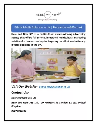 Ethnic Media Solution in UK | Hereandnow365.co.uk