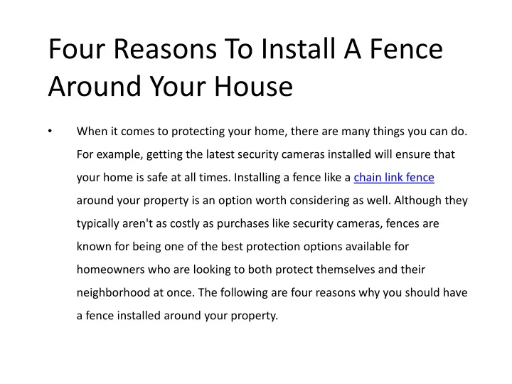four reasons to install a fence around your house