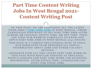 part time content writing jobs in west bengal 2021 content writing post