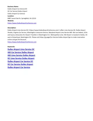 business name dulles airport car service