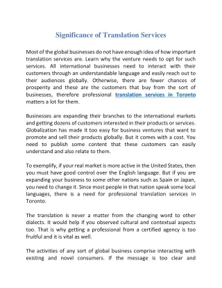 significance of translation services