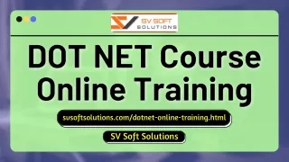 DOT NET Online Training | SV Soft Solutions