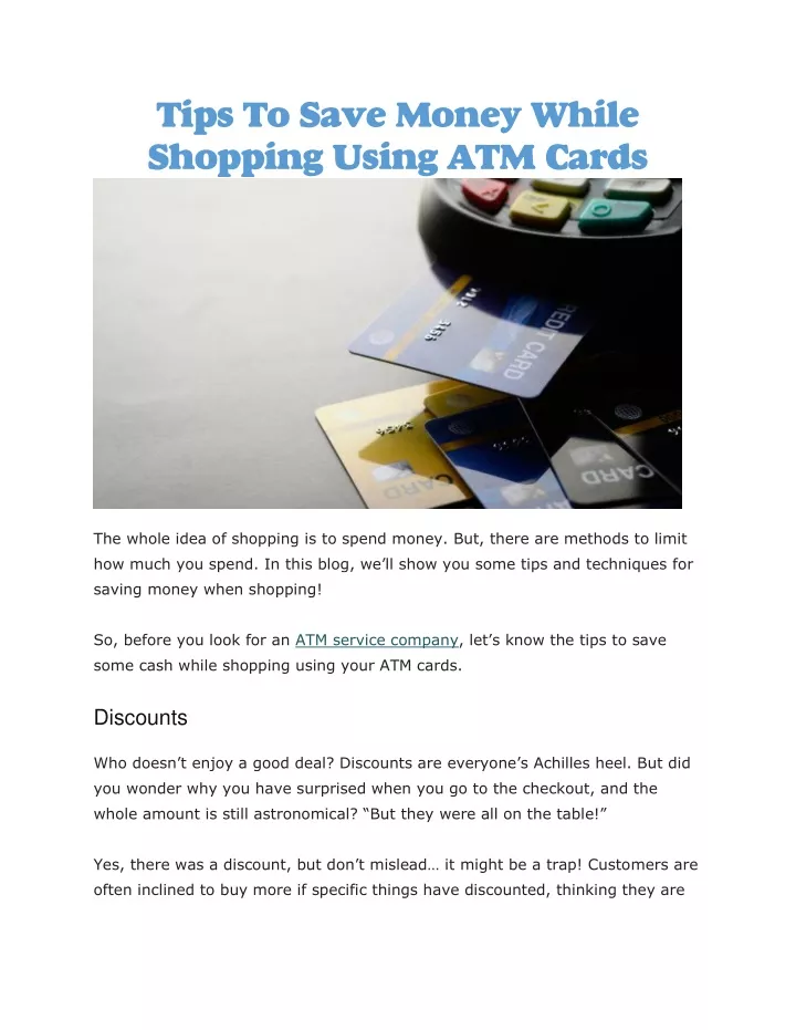 tips to save money while shopping using atm cards