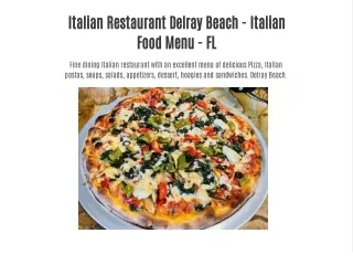 Italian Restaurant Delray Beach - Italian Food Menu - FL