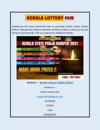 Kerala Lottery Tickets Online | buykeralalotteryonline.in