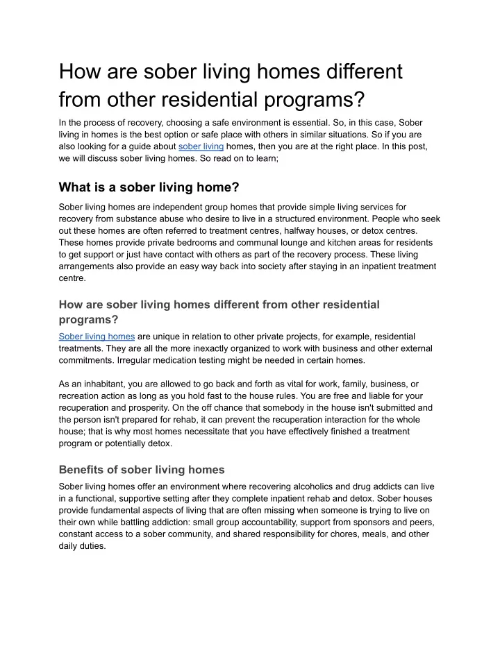 Ppt How Are Sober Living Homes Different From Other Residential