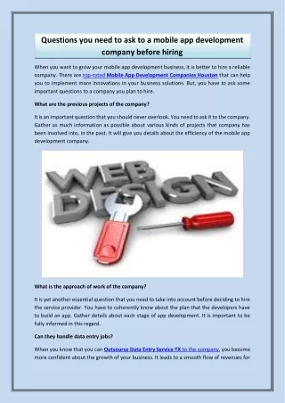 Questions you need to ask to a mobile app development company before hiring