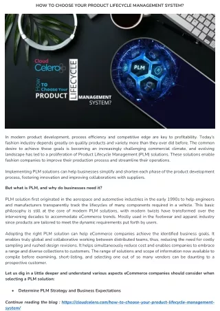 HOW TO CHOOSE YOUR PRODUCT LIFECYCLE MANAGEMENT SYSTEM