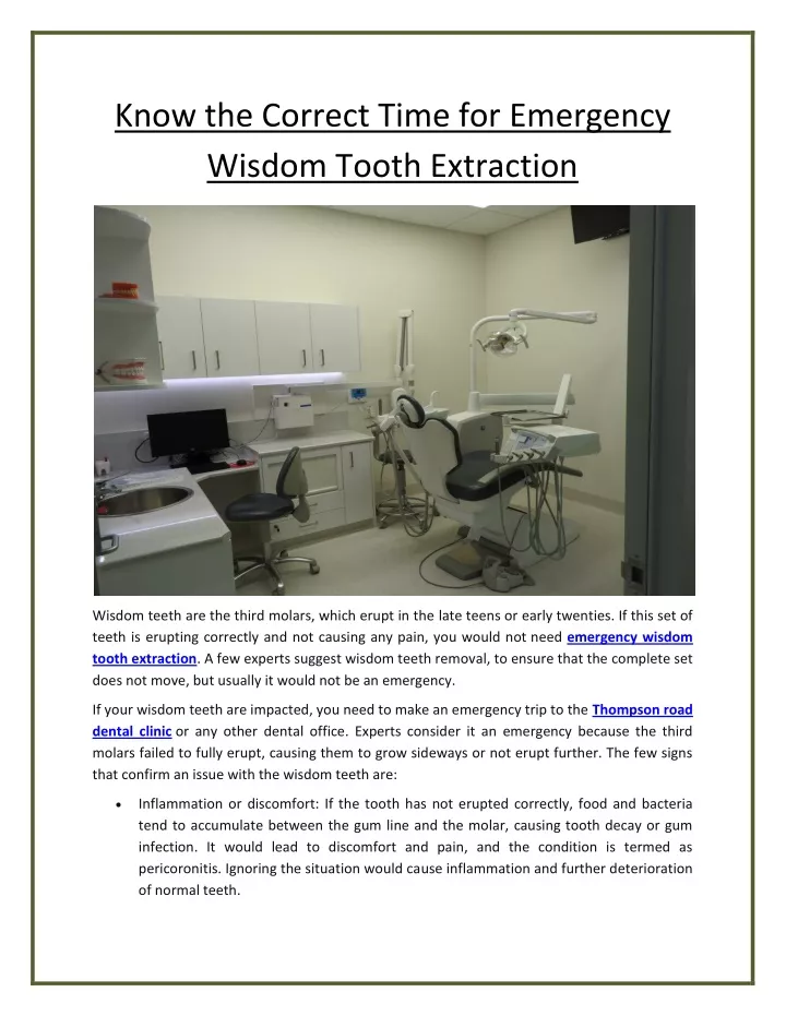 know the correct time for emergency wisdom tooth