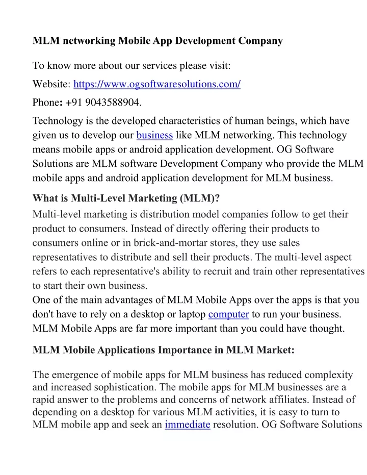 mlm networking mobile app development company