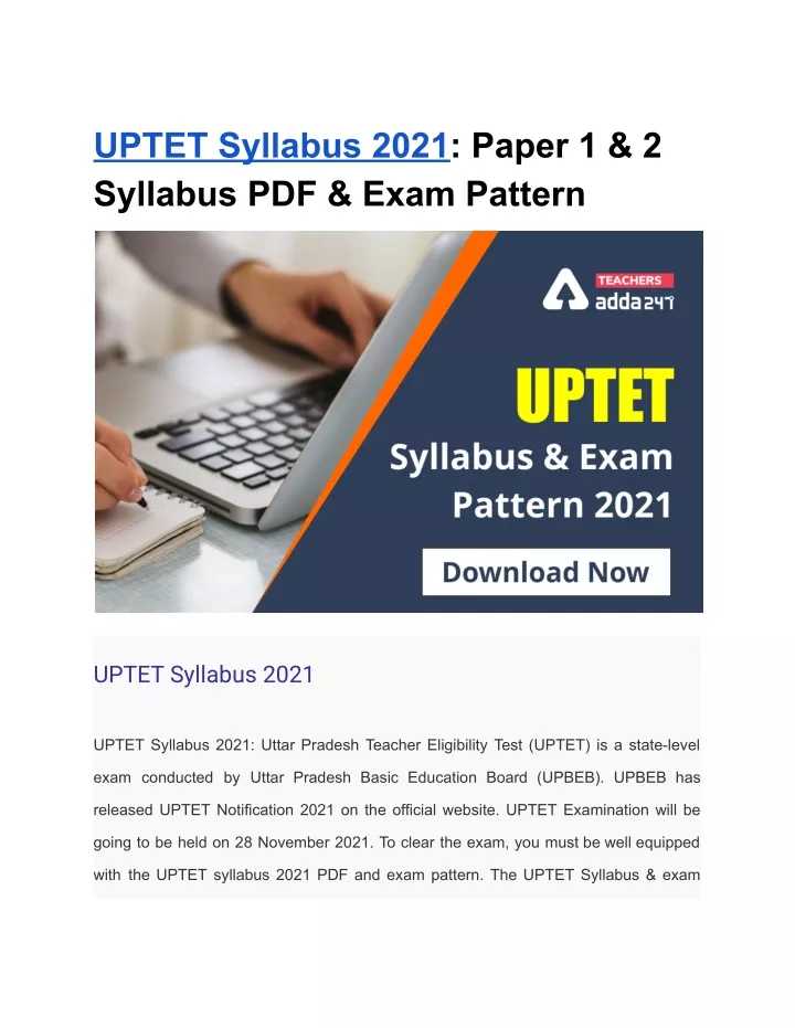 uptet syllabus 2021 paper 1 2 syllabus pdf exam