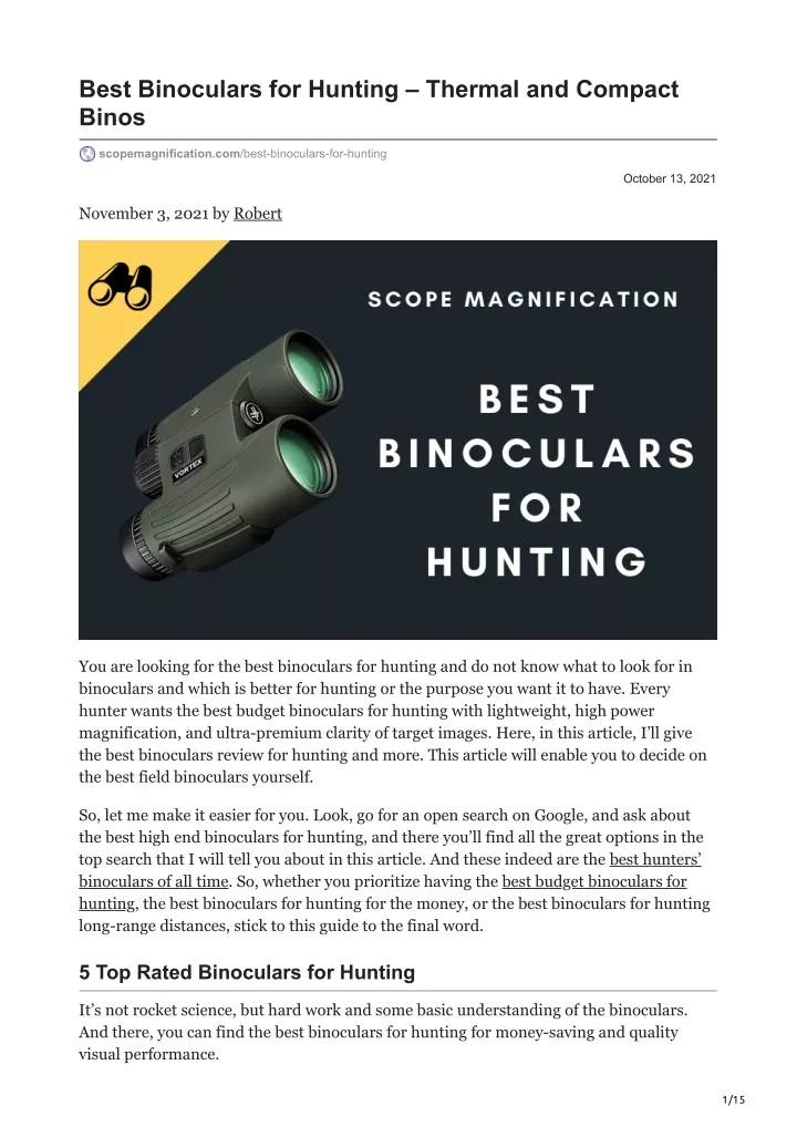 best binoculars for hunting thermal and compact