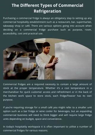 The Different Types of Commercial Refrigeration