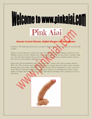 Remote Control Vibrator, Rabbit Vibrator and best vibrator at www.pinkaiai.com