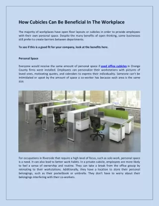 How Cubicles Can Be Beneficial In The Workplace