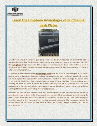learn the umpteen advantages of purchasing bash