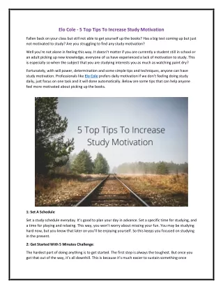 Elo Cole - 5 Top Tips To Increase Study Motivation