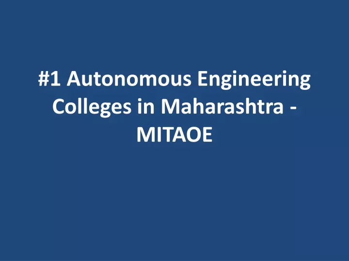 1 autonomous engineering colleges in maharashtra mitaoe