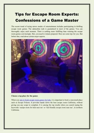 tips for escape room experts confessions