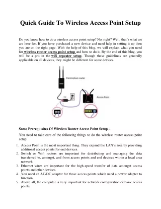 Quick Guide To Wireless Access Point Setup
