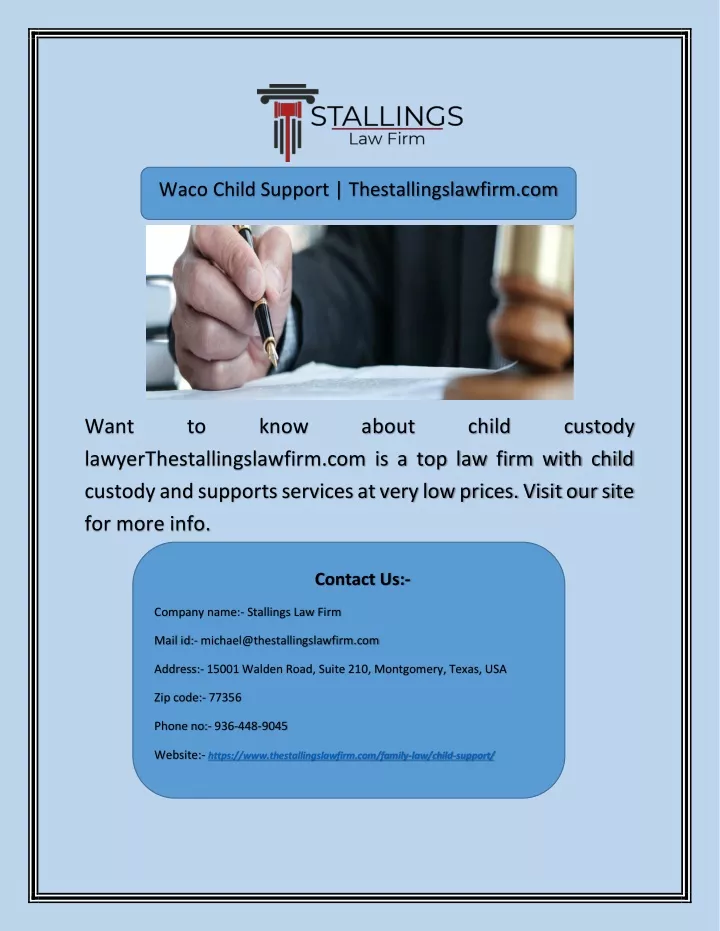 waco child support thestallingslawfirm com