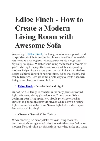 Edloe Finch - How to Create a Modern Living Room with Awesome Sofa