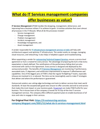 What do IT Services management companies offer businesses as value?
