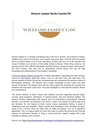 Divorce Lawyer Bucks County PA