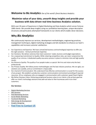 Biz Analytics Inc- Best Digital Marketing Company in Toronto