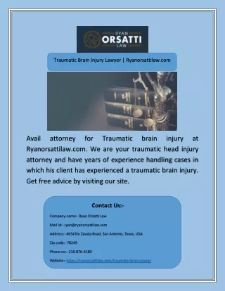 Traumatic Brain Injury Lawyer | Ryanorsattilaw.com