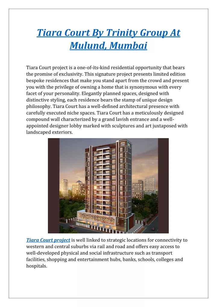 tiara court by trinity group at mulund mumbai