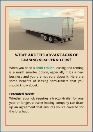 What are the Advantages of Leasing Semi-Trailers